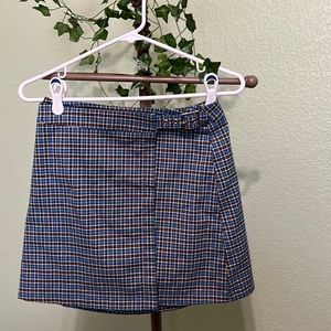 John Galt woman’s blue plaid skirt with buckle